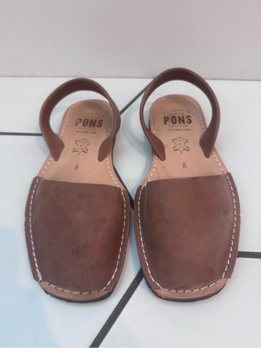 PONS Brown Leather Slingback Sandals size 8 women’s
